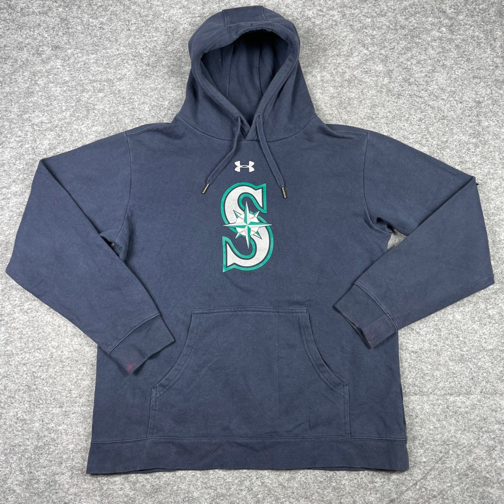 Seattle Mariners Hoodie Mens Large Navy Blue Under Armour ColdGear MLB Pullover